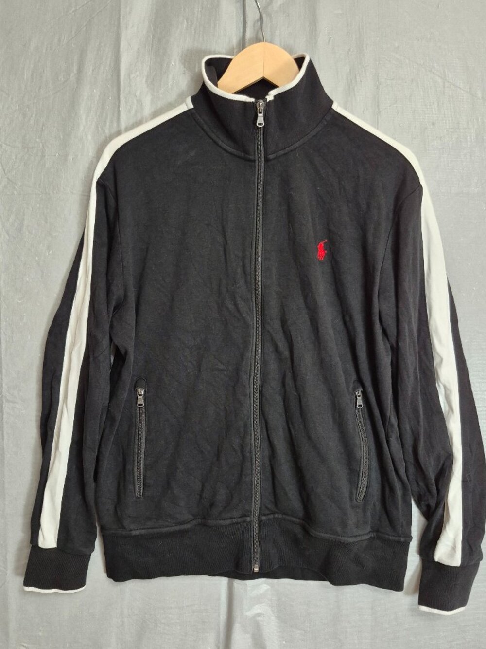 Polo Ralph Lauren Mens Performance Interlock Track Jacket Black Red Size Medium